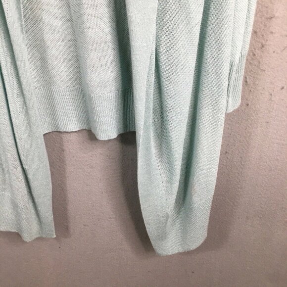 Theory Sweater Womens Large Blue Cardigan Open Front Waterfall Linen Lagenlook - Picture 9 of 15